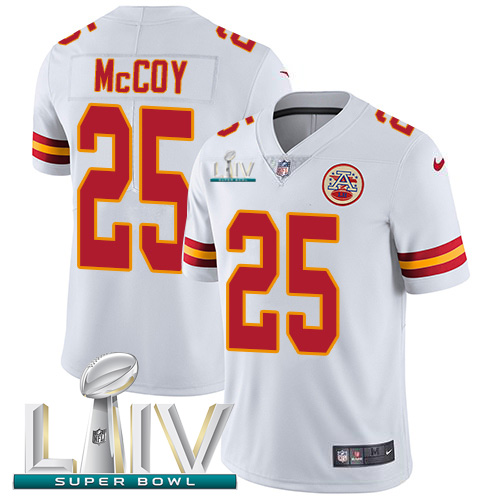 Kansas City Chiefs Nike 25 LeSean McCoy White Super Bowl LIV 2020 Youth Stitched NFL Vapor Untouchable Limited Jersey